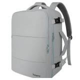 Taygeer Carry On Backpack for Men Women, Travel Backpack with USB Charging Port & Shoe Pouch, Laptop Mochila 17.3inch Flight Approved, College Teacher Tote Bag for Business Travel, Grey