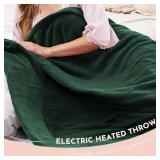ONDAN Electric Heated Blanket Full Size 72\"x84\" Microplush Cover Blanket 4 Heat Settings & 10 Hours Auto Off, Cozy & Breathable, Warm All Night, Grass Green