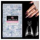UNA GELLA Almond Nail Tips, 312PCS Half Cover Almond Shape Nail Tips Soft Gel Tips 12 Sizes Pre-shape Acrylic Clear False Nails with Handles for Press on Nails Extension DIY Home Salon