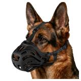 Dog Muzzle, Soft Breathable Dog Muzzles Suitable Dogs, Adjustable Basket Muzzles Prevents Chewing and Biting for Grooming Trimming Training (Black, M (33lb))