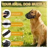 Dog Muzzle, Soft Breathable Dog Muzzles Suitable Dogs, Adjustable Basket Muzzles Prevents Chewing and Biting for Grooming Trimming Training (Black, M (33lb))
