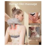PERLEVI Cordless Neck Shoulder Massager with Heat,Deep Tissue Kneading Relieves Tension Improves Circulation,Gifts for Women,Men,Mom,Dad(Grey)