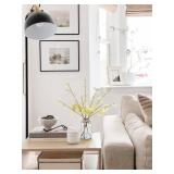 Artificial Eucalyptus Stems in Glass Vase with Faux Water, 14\" Fake Plants for Home Decor, Coffee Table Centerpieces, Office, Bathroom & Farmhouse Weddings - Faux Plants Decorations