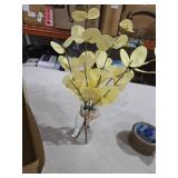 Artificial Eucalyptus Stems in Glass Vase with Faux Water, 14\" Fake Plants for Home Decor, Coffee Table Centerpieces, Office, Bathroom & Farmhouse Weddings - Faux Plants Decorations