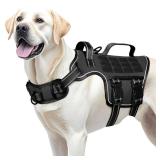 Dog Harness for Large Dogs Heavy Duty, No Pull Tactical Dog Harness with Molle System, Easy On and Off Service Dog Vest, Breathable Padded, Adjustable Reflective Pet Vest for Walking Hiking Training L
