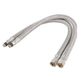 PLUMBINGMASTER 16\" Faucet Supply Line, 3/8\" Female Compression Thread M10 Male Connector, CUPC Braided Stainless Steel Water Hose for Sink Faucet 2 pcs