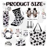 FillTouch 11 Pcs Cow Gifts Sets for Women Tumbler Slippers Socks Earrings Hair Scrunchies Headbands Tote Bag Cow Print Stuff for Graduation Birthday Mother Animal Lover Farm