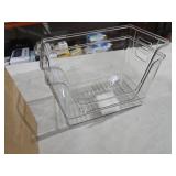 Delamu 2 Set Pantry Organizers and Storage, Trash Bag Holder Under Sink Organizer for 4-13 Gal Bags, Trash Bag Dispenser with Bamboo Top for Onion, Potato, Garlic, Clear (11-7/32\"L*7\" W*7-1/8\"H)