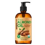 Yoken Organic Almond Oil 16 fl oz, USDA 100% Pure Cold Pressed Almond Oils in Glass Bottle, Natural Moisturizer for Face, Hair & Body, Ideal Carrier Oil for Skin Care, DIY Beauty & Soothing Massage