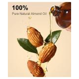 Yoken Organic Almond Oil 16 fl oz, USDA 100% Pure Cold Pressed Almond Oils in Glass Bottle, Natural Moisturizer for Face, Hair & Body, Ideal Carrier Oil for Skin Care, DIY Beauty & Soothing Massage