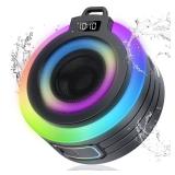 WXQZXO Bluetooth Shower Speaker, Portable Bluetooth Speaker Stereo Sound with Suction Cup/Lanyard, Built-in Mic, IPX7 Waterproof Wireless Speakers Bluetooth 5.4 for Bathroom/Party/Beach/Gift, Black