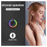 WXQZXO Bluetooth Shower Speaker, Portable Bluetooth Speaker Stereo Sound with Suction Cup/Lanyard, Built-in Mic, IPX7 Waterproof Wireless Speakers Bluetooth 5.4 for Bathroom/Party/Beach/Gift, Black