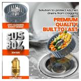 Nipoko Kitchen Sink Drain Strainer - Upgraded Kitchen Sink Stopper,Sink Stopper Kitchen Drain,Stainless Steel Drain Plug with Anti-Clog Basket Drain Stopper Combo,for Standard 3-1/2