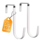 Over The Door Hooks 2 Pack Heavy Duty Door Hanger Hooks for Hanging Towels, Bags, Robes, Clothes No Drilling Over Door Hook, Dorm Essentials, Towel Racks for Bathroom, Bedroom, Closet