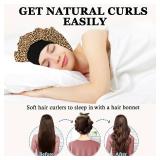 Gwabee No Heat Overnight Curl Headband - 70\" Soft Ribbon Wrap for Long Hair, 9 PCS Curling Rods Set - Leopard Print Curls Headband