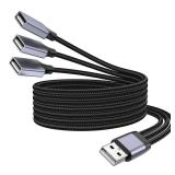 KAYQINHO USB Y Splitter, 3.3FT USB A Male to 3 Female Extension Cable, USB Splitter 1 in 3 Out Support Charging and Data Transfer for Printer/Keyboard/Flash Drive/PlayStation/Laptop/LED Etc.
