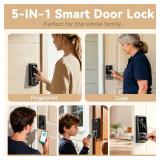 IRONZON Smart Door Lock Deadbolt Lock with Touchscreen Keypad, Fingerprint Door Lock for Front Door, 5-in-1 Keyless Entry Door Lock, App Control, 4 IC Cards, Auto Lock, 15-Min Installation