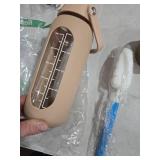 kytffu 56oz Glass Water Bottles with Straw, Motivational Glass Bottle with Silicone Sleeve and Time Marker, Leakproof Large Glass Water Jug for Gym Home Office,Amber