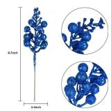 Lvydec 16pcs Christmas Glitter Berry Stems, 7.8\" Artificial Christmas Picks for Christmas Tree Ornaments, DIY Xmas Wreath, Crafts, Holiday and Home Decor (Dark Blue)