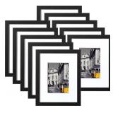 eletecpro 8x10 Picture Frames Set of 10, Picture Frame Collage Wall Decor Display 5x7 Photo With Mat or 8x10 without Mat, Home Decor Gallery Frame for Table Top or Wall Mounting, Black