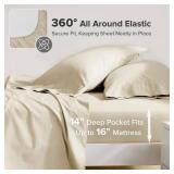 Comfort Spaces 100% Cotton Sheets Queen, Breathable & Ultra Soft Cotton Sheets, Naturally Cool Cotton Bed Sheets with 14\" Elastic Pocket Fits up to 16\" Mattress, All Seasons Sheet Set, Cream 4 Piece