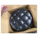 OBMMIRAO Pedicure Stool Low Roller Seat,Swivel stools Round Stool with Wheels, Black Low Chair with Wheels,PU Leather (Black StyleB)