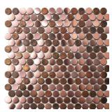Blujellyfish Copper Penny Round Tile Wall Backsplash Accents Penny Round Mosaic Tiles for Shower Floor (Box of 5 Sheets)