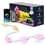 Fussion Permanent Outdoor Lights for House, 150ft RGB Halloween House Lights Outdoor with APP Remote Control, IP67 Waterproof Smart Eternity Eaves Lighting for Christmas, Holiday, Party, Daily