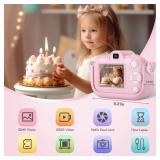 ZUODUN Kids Camera Toys for Girls Age 3-8, Kids Digital Camera Toddler Camera for 3 4 5 6 7 8 Years Old Birthday Gifts, 1080P Video Cameras with Cute Protective Cover & 32GB SD Card
