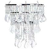 Cioceen Acrylic Chandelier lampshade Crystal Beaded Fixture Pendant Ceiling Light Shade for Wedding Bedroom Centerpiece Lampshade with Acrylic Jewel Droplets H11.5\" X W9.84\" 3 Tiers