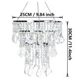 Cioceen Acrylic Chandelier lampshade Crystal Beaded Fixture Pendant Ceiling Light Shade for Wedding Bedroom Centerpiece Lampshade with Acrylic Jewel Droplets H11.5\" X W9.84\" 3 Tiers