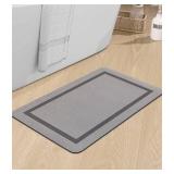 chakme Bathroom Mat Rugs 24x16, Ultra Thin Magic Mat Bath Rug Non Slip Bath Rugs Quick Dry Absorbent Bath Mats for Bathroom Floor, (Grey, 24\"x16\")