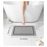 chakme Bathroom Mat Rugs 24x16, Ultra Thin Magic Mat Bath Rug Non Slip Bath Rugs Quick Dry Absorbent Bath Mats for Bathroom Floor, (Grey, 24\"x16\")