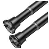 AIZESI 2Pack Tension Curtain Rod 23-46 Inch No Drilling Adjustable Black Tension Rod Extendable Spring Loaded Curtain Rods for Window Doorway Kitchen Closet Bathroom