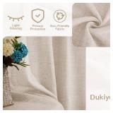 DUKIYO Semi Sheer Kitchen 24 Inch Curtains for Windows Flax Linen Elegant Boho Farmhouse Drapes Short 2 Panels Set Light Filtering Tan Beige Cafe Curtains for Bathroom Laundry RV Rod Pocket W25xL24