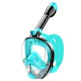 Full Face Snorkel Mask for Adults Teen, Snorkeling Gear with Detachable Camera Mount, Panoramic 180Â° View, Anti-Fog Anti-Leak Snorkling Set for Man and Women (Black Green-L/XL)