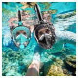 Full Face Snorkel Mask for Adults Teen, Snorkeling Gear with Detachable Camera Mount, Panoramic 180Â° View, Anti-Fog Anti-Leak Snorkling Set for Man and Women (Black Green-L/XL)