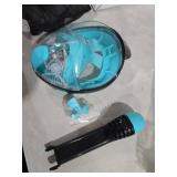 Full Face Snorkel Mask for Adults Teen, Snorkeling Gear with Detachable Camera Mount, Panoramic 180Â° View, Anti-Fog Anti-Leak Snorkling Set for Man and Women (Black Green-L/XL)