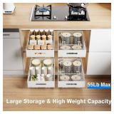 MUSTORN 2 Pack Pull Out Cabinet Organizer, Slide Out Cabinet Drawers Peel and Stick Pull Out Drawers Heavy Duty Pull Out Shelf for Kitchen, Cupboard, Pantry, Bathroom (16.5\" D*11.8\" W*3.94\" H-White