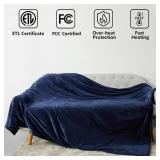 Tefici Electric Heated Blanket Twin,Super Cozy Soft 2-Layer Flannel 62\" x 84\" Heated Twin Size with 3 Heating Levels 8 Hours Auto Off, Machine Washable, ETL and FCC Certified, Home Office Use, Blue