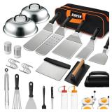 35PCS Griddle Accessories Kit, Flat Top Grill Accessories Set for Blackstone and Camp Chef, Grill Spatula Set with Enlarged Spatulas, Basting Cover, Scraper for Outdoor Barbecue