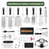 35PCS Griddle Accessories Kit, Flat Top Grill Accessories Set for Blackstone and Camp Chef, Grill Spatula Set with Enlarged Spatulas, Basting Cover, Scraper for Outdoor Barbecue