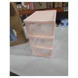 Gonice Small 3 Drawer Storage Organizer, Pink Plastic Drawer Storage, Small Desktop Organizer for Home, Office
