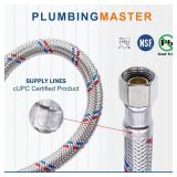 [10-Pack] PLUMBINGMASTER Faucet Hose,Faucet Supply Lines (3/8\" Comp x 1/2\" FIP), Certified Safe Supply Lines for Bathroom Faucet (16 inch)