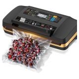 Vacuum Sealer Machine, Updated Powerful 95KPa Commercial Food Saver with Double Seal for 2X Strength, Built-in Cutter, Bags Storage & Easy-Lock Handle Black