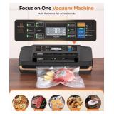 Vacuum Sealer Machine, Updated Powerful 95KPa Commercial Food Saver with Double Seal for 2X Strength, Built-in Cutter, Bags Storage & Easy-Lock Handle Black