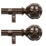 Bronze Curtain Rods 2 Pack, HOTOZON Curtain Rods for window 32 to 58 Inch, New Splicing Window Rod for Windows, 3/4 Inch Single Drapery Rod with Netted Finials