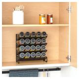 SpaceAid Spice Rack Organizer with 20 Spice Jars, 386 Spice Labels, Chalk Marker and Funnel Set for Cabinet, Countertop, Pantry, Cupboard or Door & Wall Mount - 20 Jars, 9.8" W x 10.8"H, Black