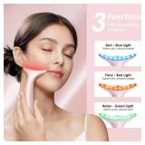 Red Light Therapy for Face & Neck, Skin Lifting & Firming - at Home Skin Care Face Sculpting Tool and Neck Massager-Pastel Pink