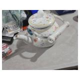 Jucoan Vintage Enamel Tea Kettle, 2.6 Quart Floral Enamel Water Kettle Teapot with Porcelain Handle for Stovetop Home Kitchen Camping, Housewarming Wedding Bridal Shower Thanksgiving Christmas Gift